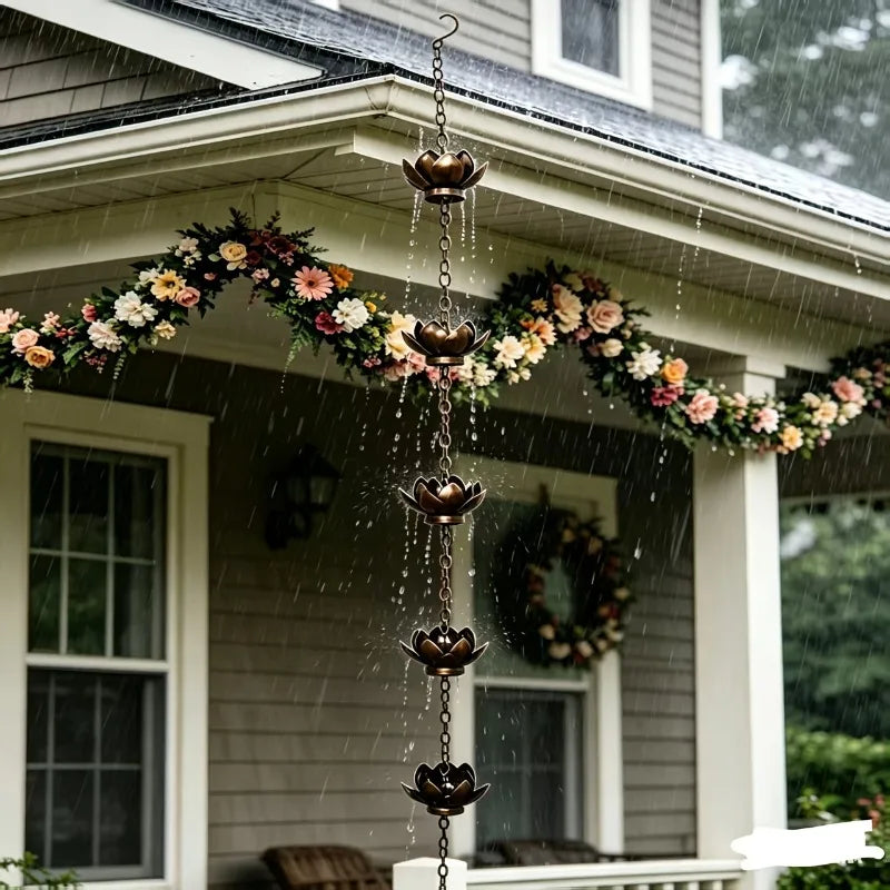 LotusFlow™ Rain Chain 💧 — Chinese Temple-Inspired Serenity