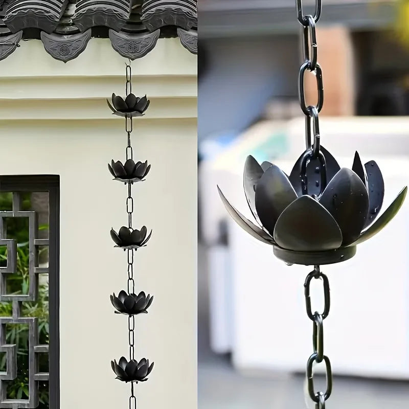 LotusFlow™ Rain Chain 💧 — Chinese Temple-Inspired Serenity