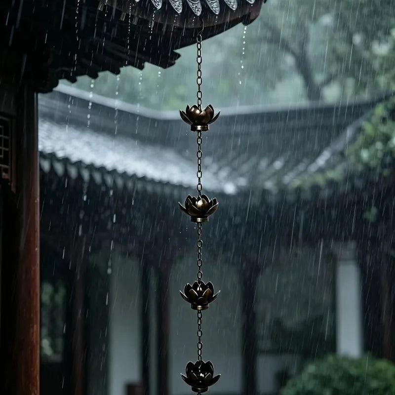 LotusFlow™ Rain Chain 💧 — Chinese Temple-Inspired Serenity